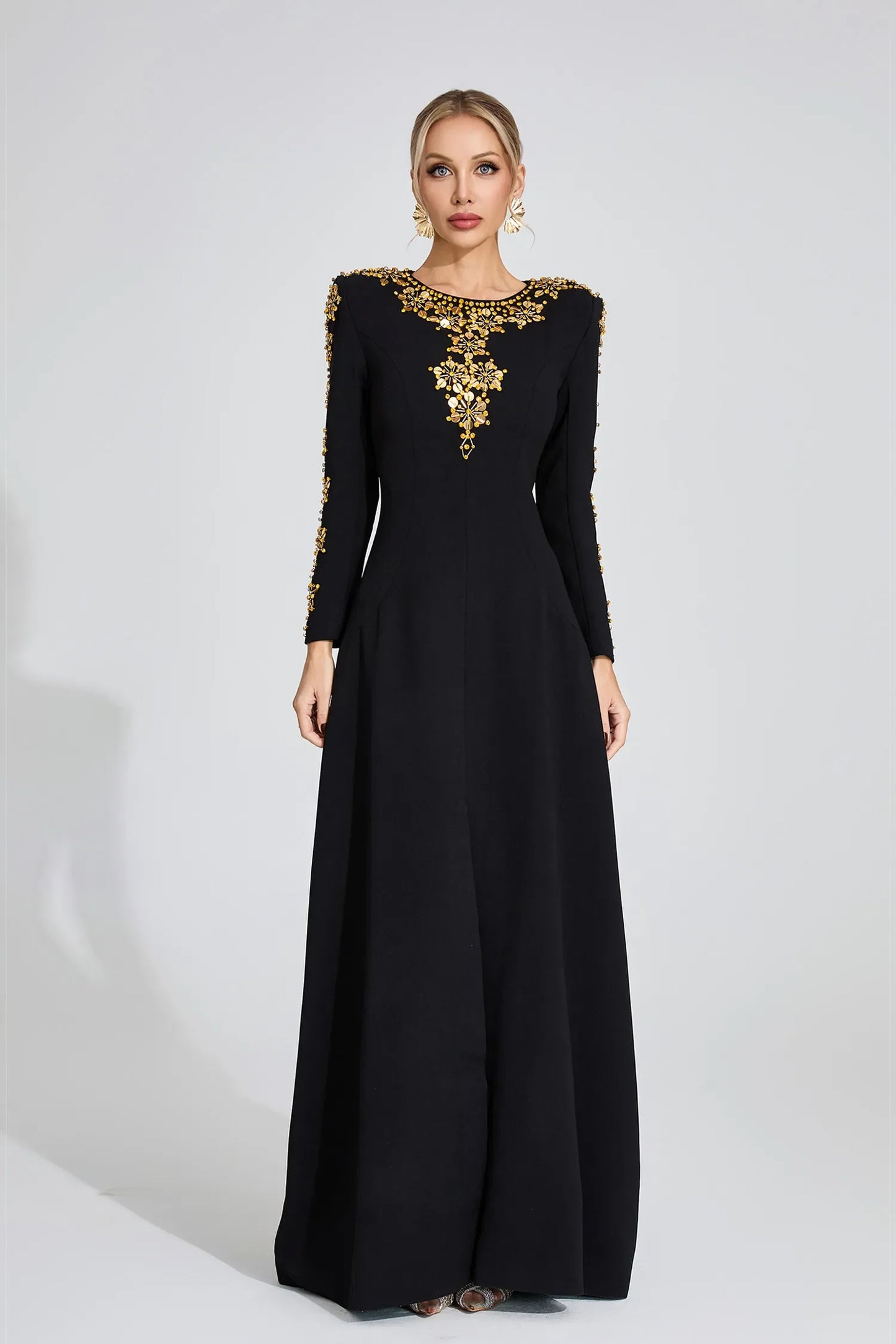 Elowen Siyah Elmas Maxi Elbise