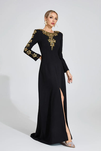 Elowen Siyah Elmas Maxi Elbise
