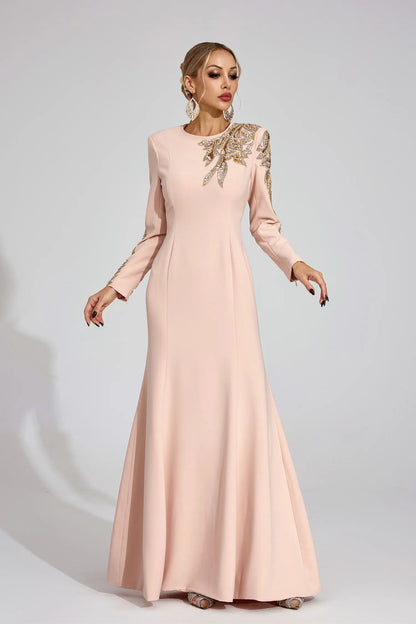 Damilare Bej Şık Maxi Elbise