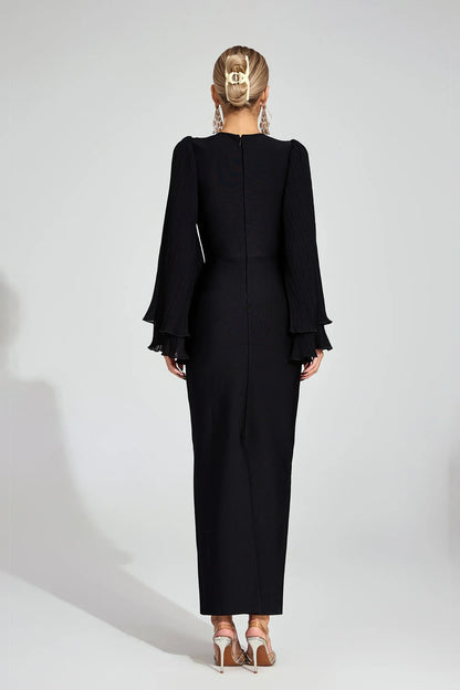 Aerin Siyah Bandaj Maxi Elbise