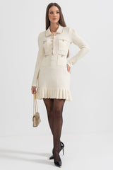 Örme dokulu elbise - Fildişi