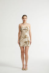 Arianwen Altın Rengi Çift Taraflı Mini Elbise