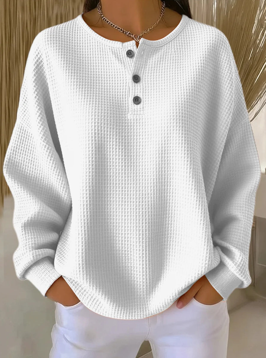 Büyük Beden Düz Renk Yuvarlak Yaka Sweatshirt