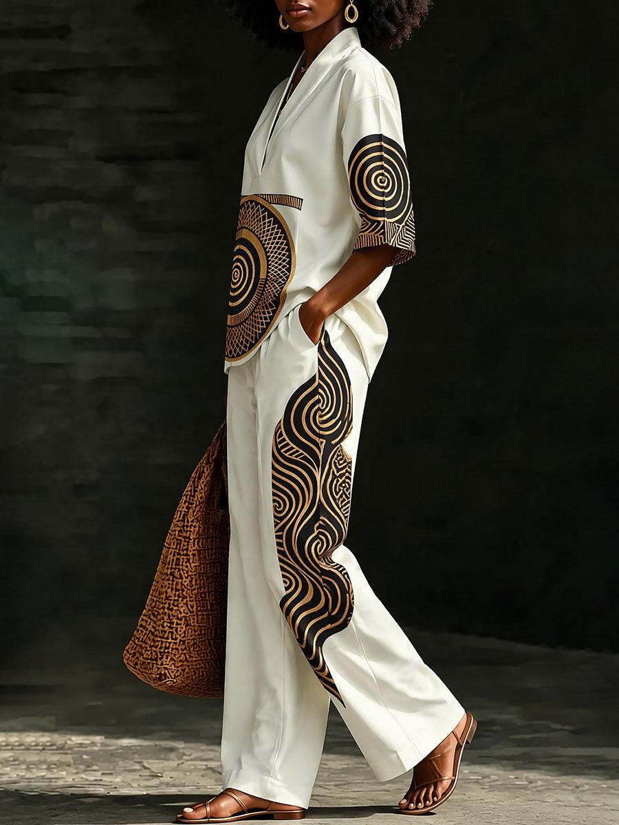 Bol Kesim Kontrast Renkli Yarım Kollu Bluz