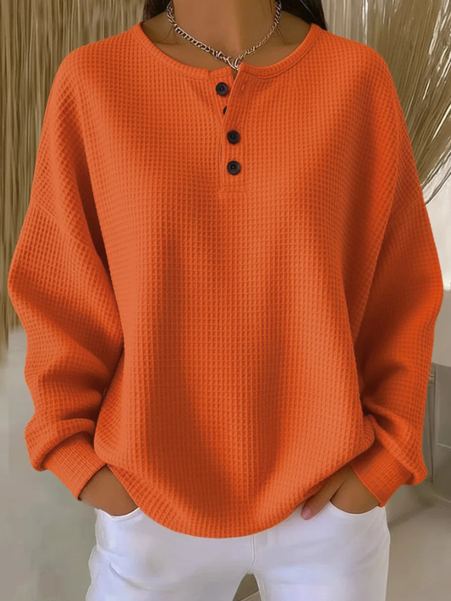 Büyük Beden Düz Renk Yuvarlak Yaka Sweatshirt