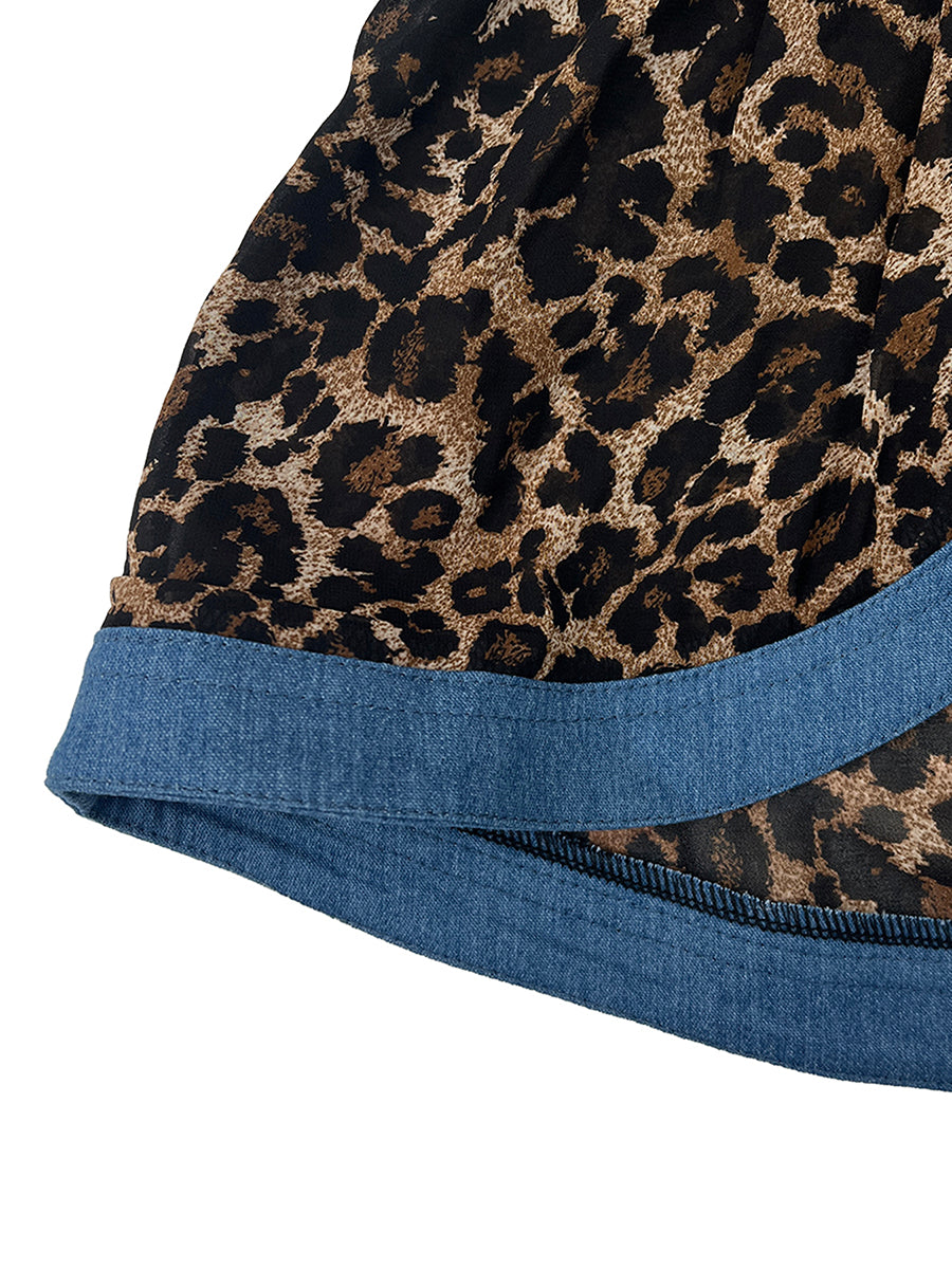 Leopar Desenli Uzun Kollu Bluz
