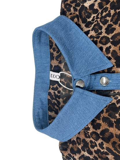 Leopar Desenli Uzun Kollu Bluz