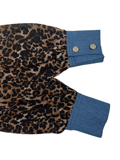 Leopar Desenli Uzun Kollu Bluz